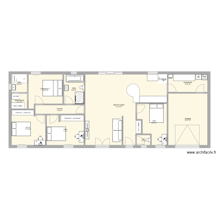 Plan Elo. Plan de 12 pièces et 130 m2