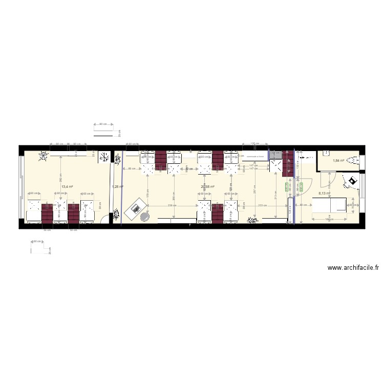 Fish SPA projet 2. Plan de 5 pièces et 51 m2