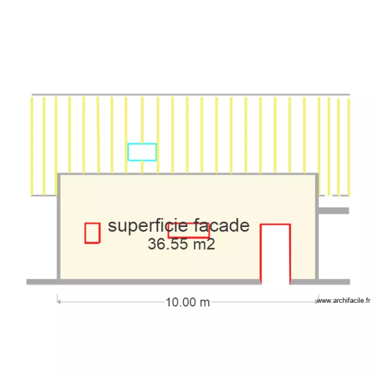 superficie facade arriere. Plan de 