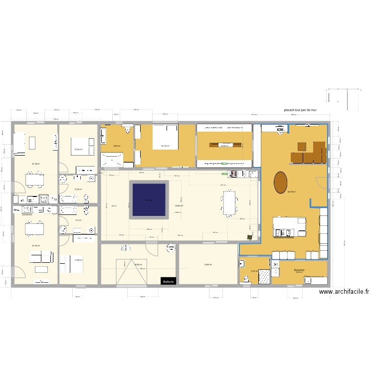 maison patio 2 salon. Plan de 0 pièce et 0 m2