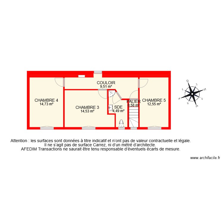 BI 8256 ETAGE . Plan de 9 pièces et 60 m2