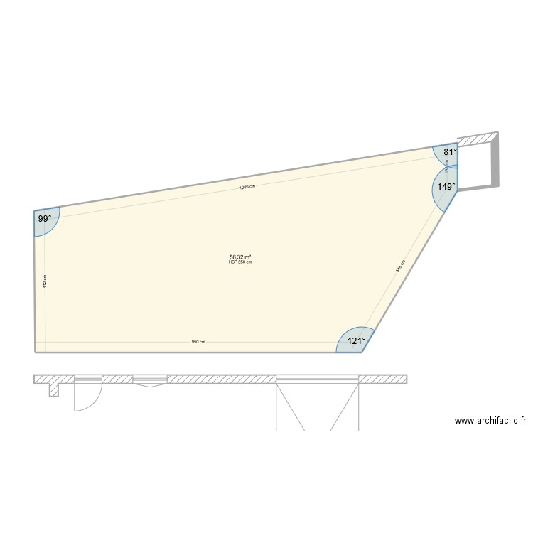 parking2. Plan de 1 pièce et 56 m2