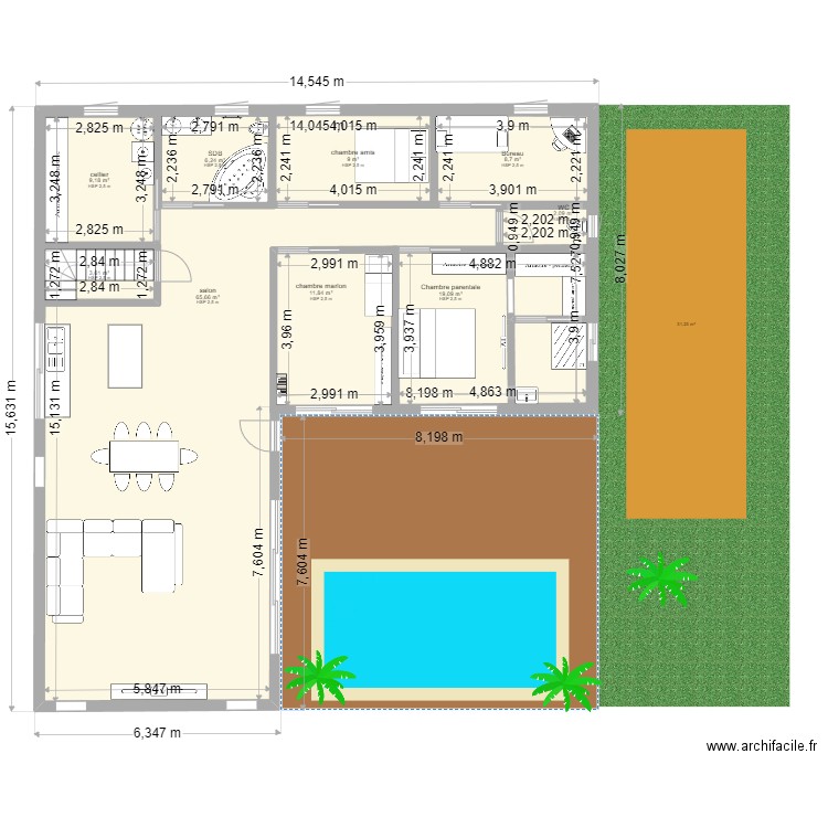 Nouveau projet nouveau v2. Plan de 9 pièces et 220 m2