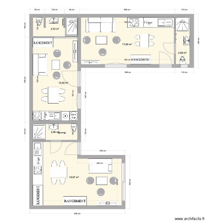 Elise DREUX exe2. Plan de 6 pièces et 62 m2