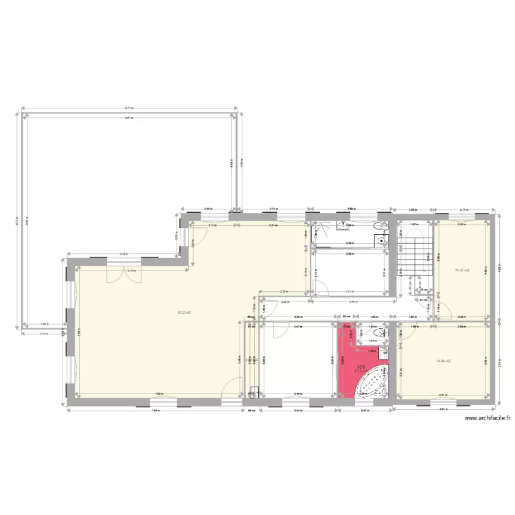 plan maison et extension avec cotes escalier 180. Plan de 