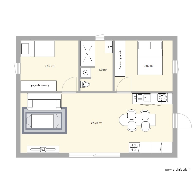 plan T3. Plan de 0 pièce et 0 m2