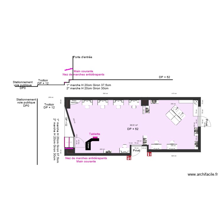 CATHY COIFFURE AVANT TRAVAUX. Plan de 0 pièce et 0 m2