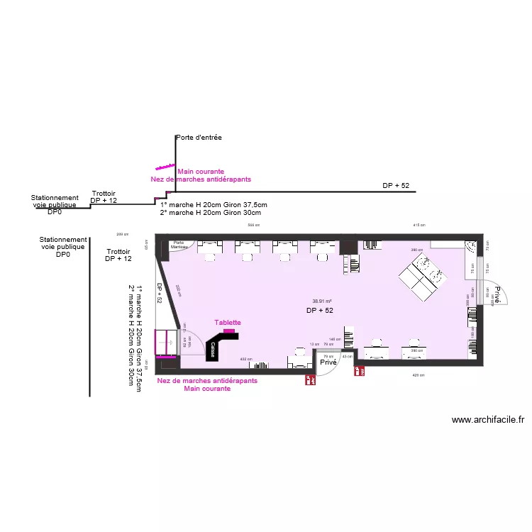 CATHY COIFFURE AVANT TRAVAUX. Plan de 