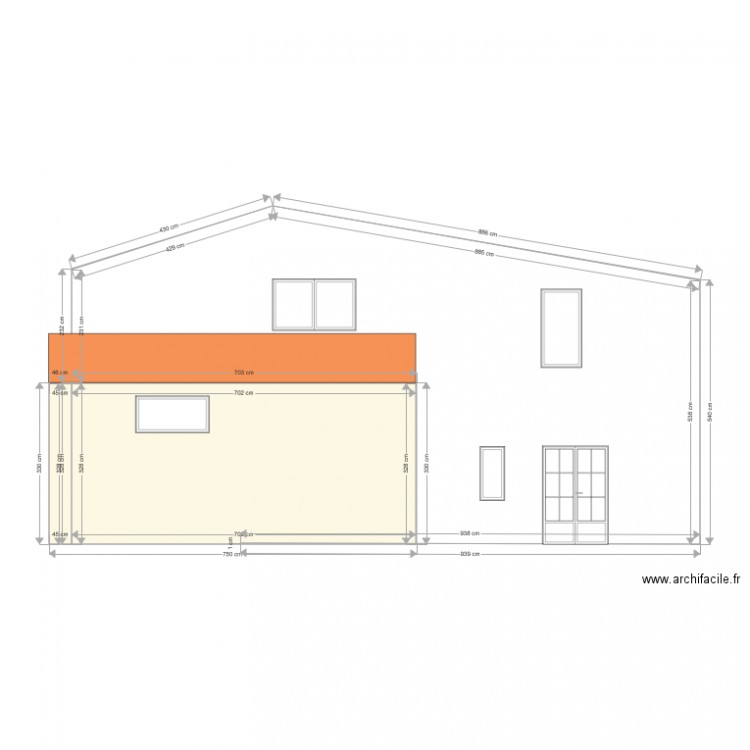 plan facade ouest. Plan de 0 pièce et 0 m2