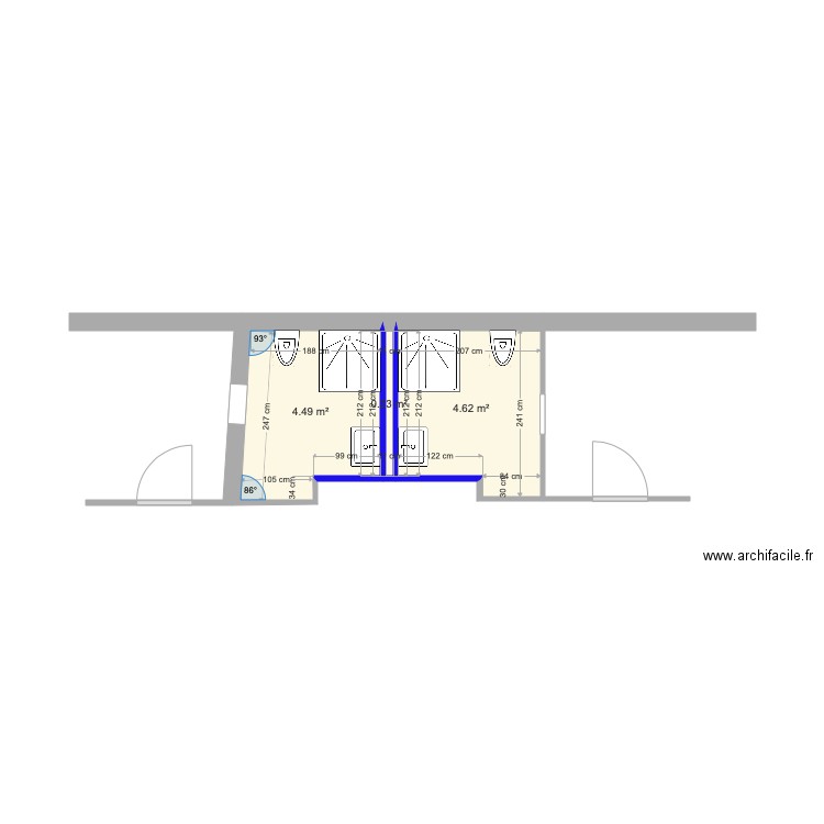 salle eau 111 et 112 modifié. Plan de 0 pièce et 0 m2