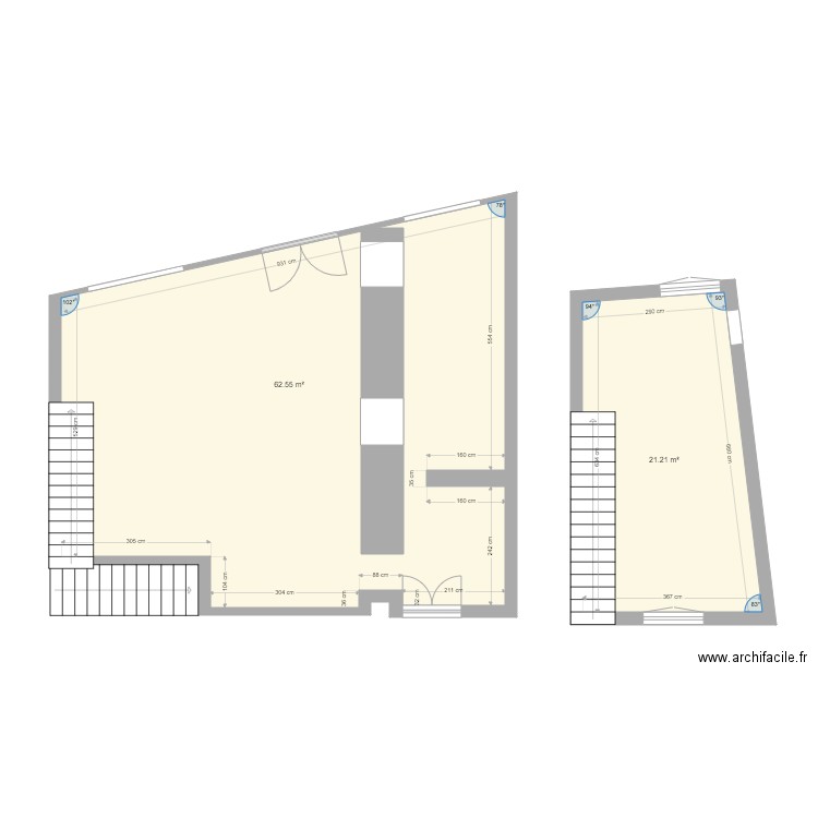 Plan RDC Galerie et 1er BA. Plan de 0 pièce et 0 m2