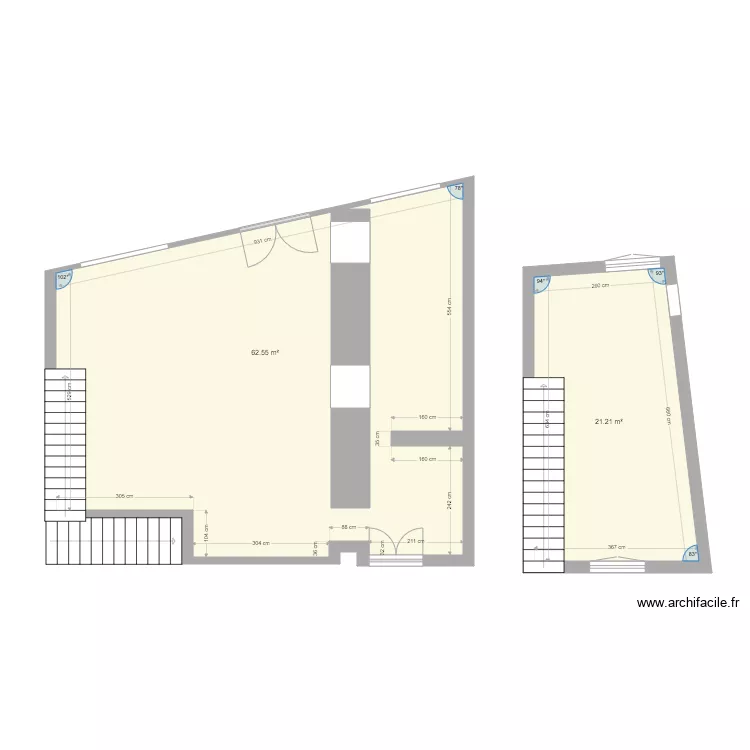 Plan RDC Galerie et 1er BA. Plan de 