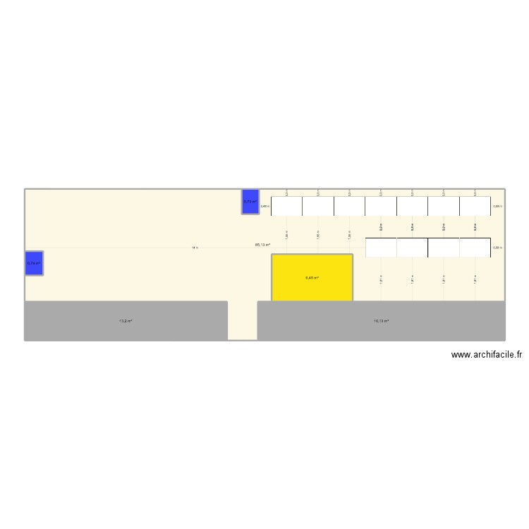 Mezzanine. Plan de 6 pièces et 122 m2