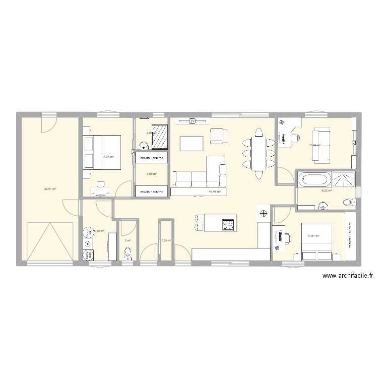 plan maison 2. Plan de 11 pièces et 125 m2