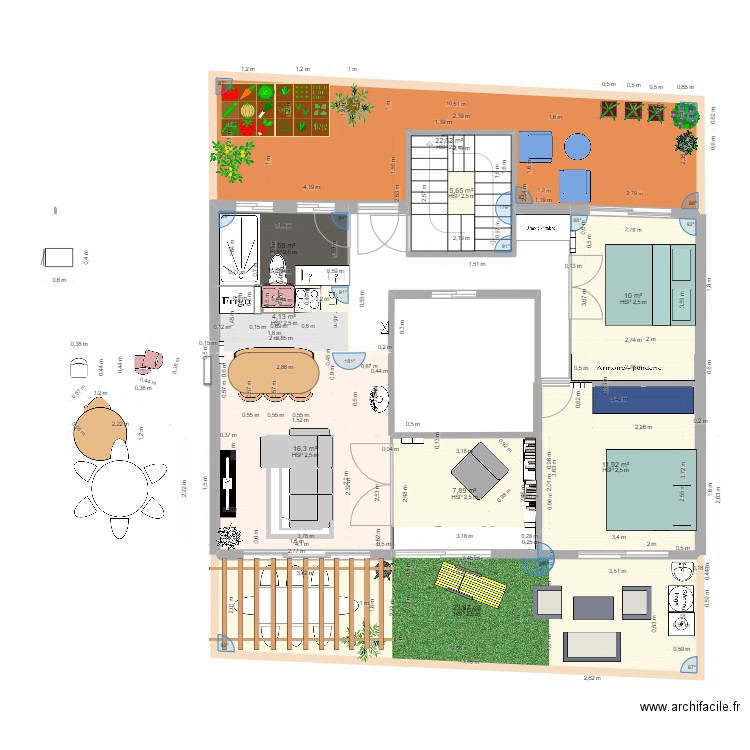 Vallespir. Plan de 9 pièces et 107 m2