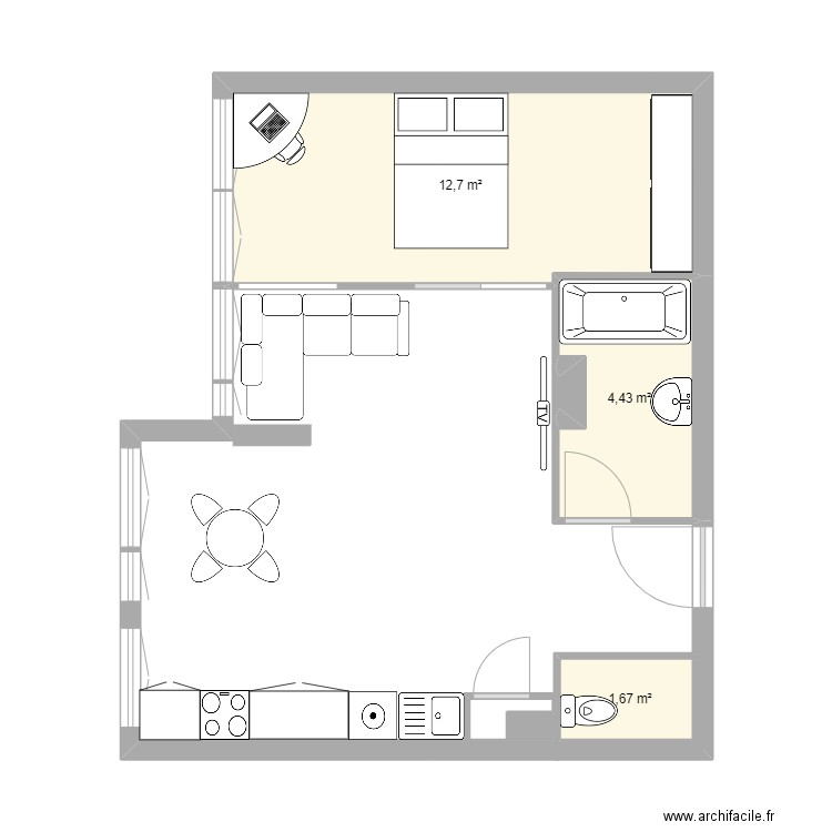 VincentAuriol3. Plan de 3 pièces et 19 m2