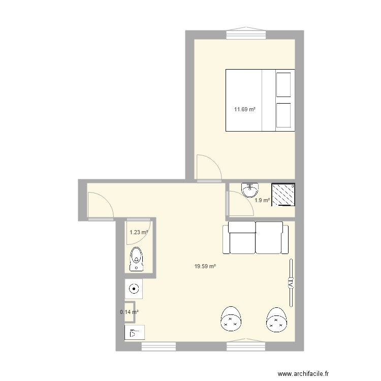 F2 34m ASNIERE APRES. Plan de 0 pièce et 0 m2