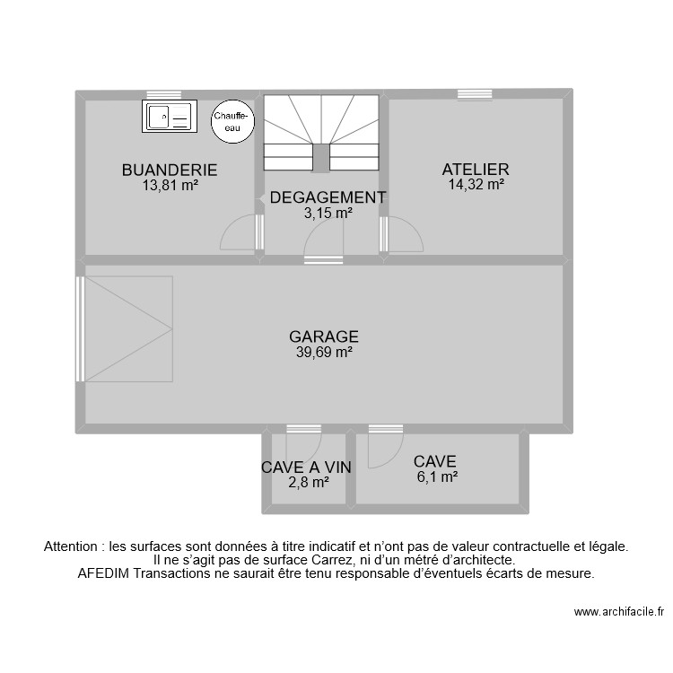 BI 6960 SOUS SOL . Plan de 7 pièces et 85 m2