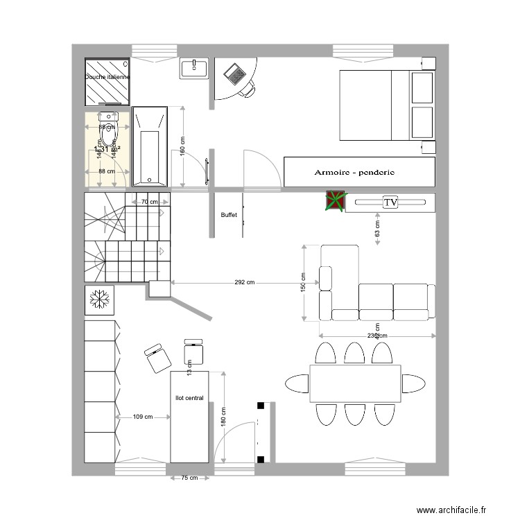 Maison Lagny Sur Marne 19 AV de la République Réno. Plan de 1 pièce et 1 m2