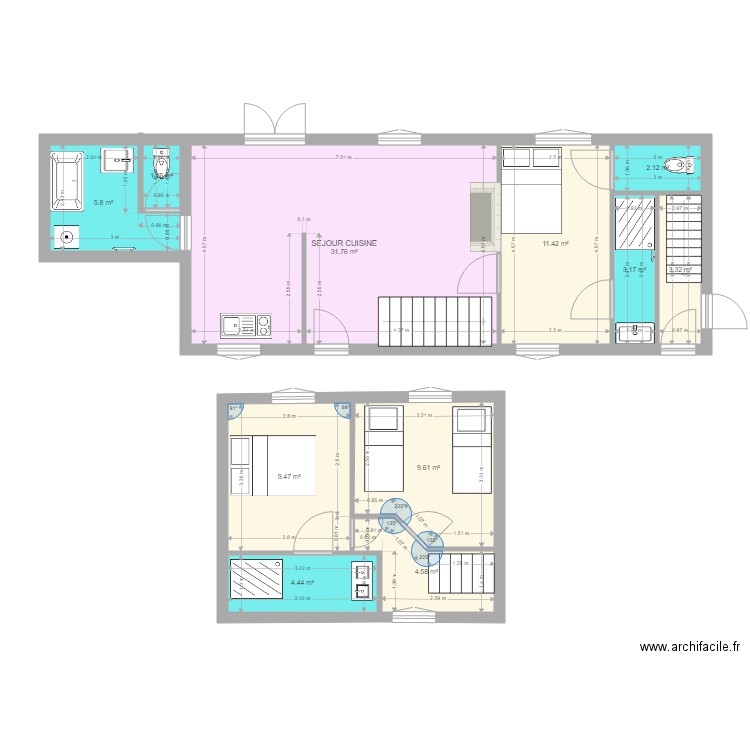 APPART XAVIER APRES BIS. Plan de 0 pièce et 0 m2