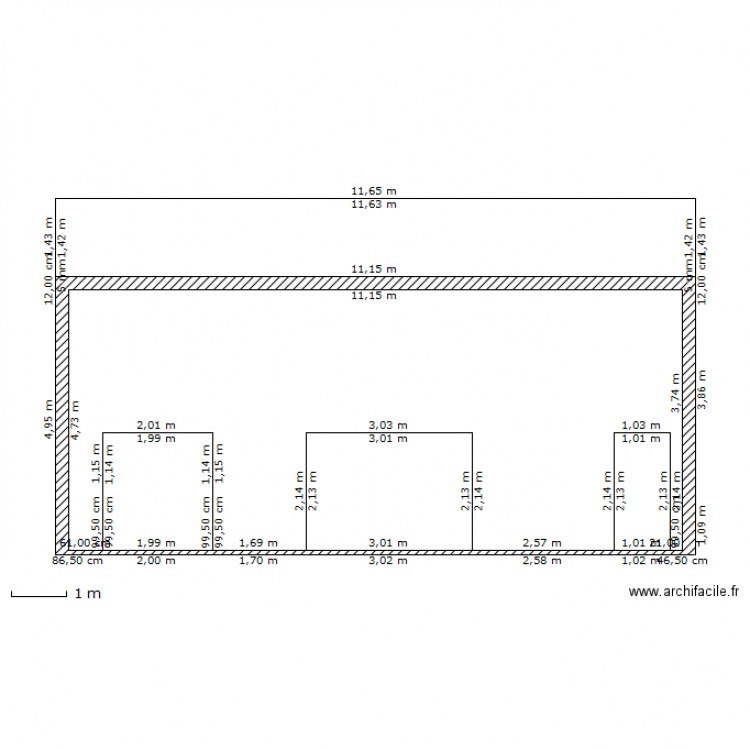 plan facade existant sud. Plan de 0 pièce et 0 m2