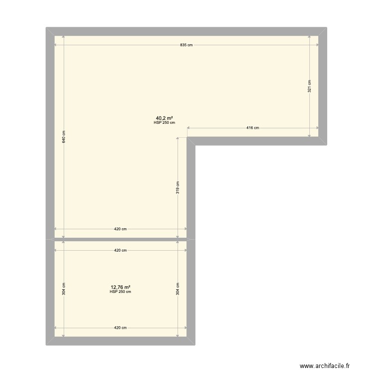 Plan Dausmenil. Plan de 2 pièces et 53 m2