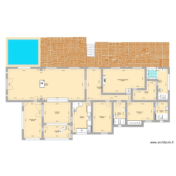 Valldemosa. Plan de 13 pièces et 188 m2