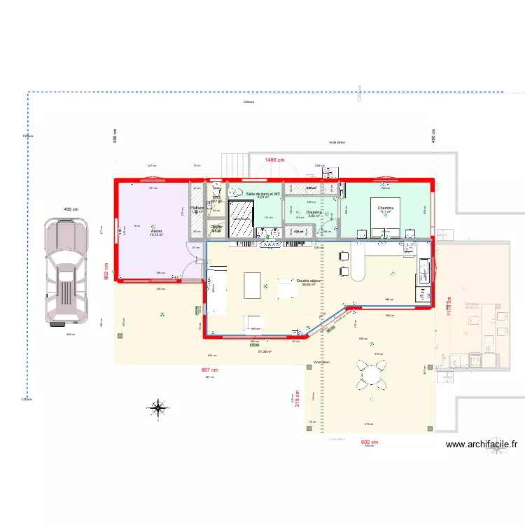 la Balinaise cuisine ouverte. Plan de 