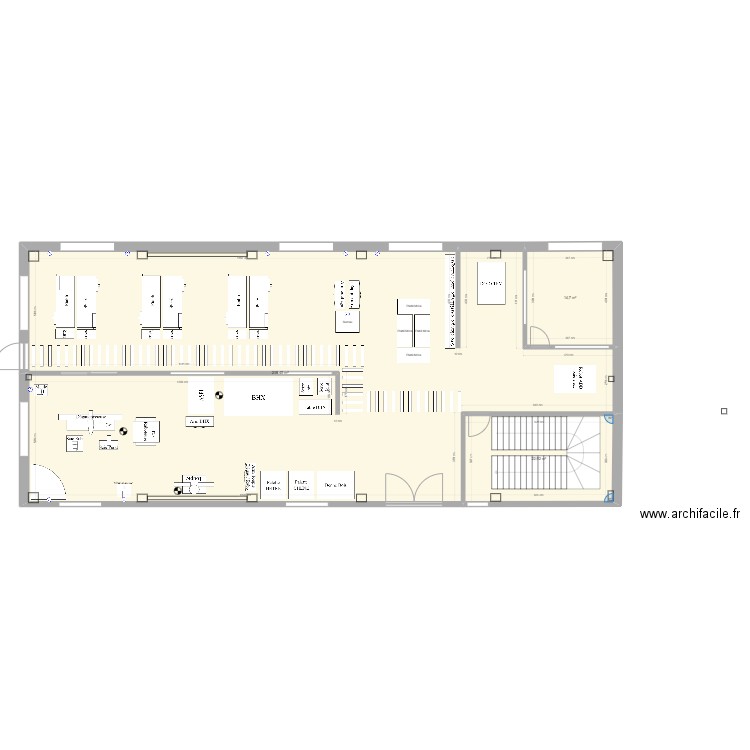 Implantation2. Plan de 3 pièces et 257 m2