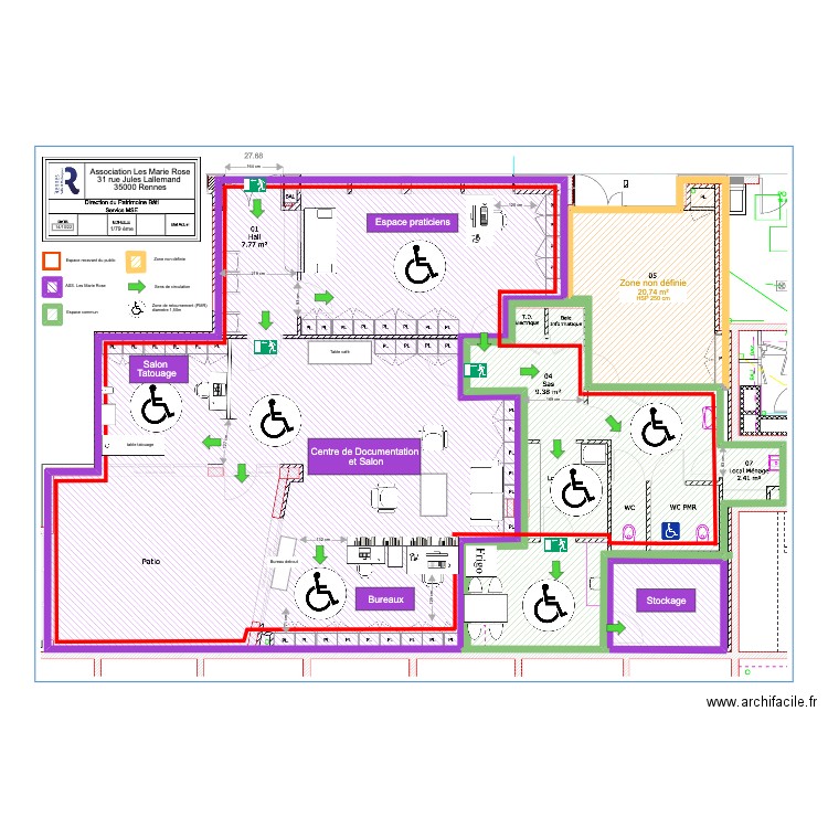 Plan ERP Marie Rose. Plan de 8 pièces et 220 m2