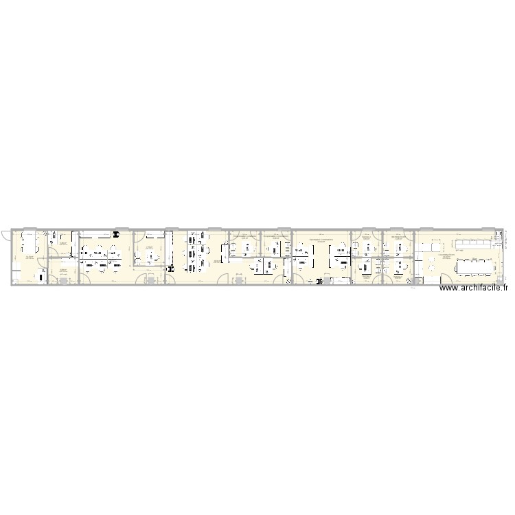 Extension Saint Denis. Plan de 14 pièces et 187 m2