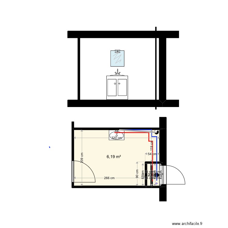 Leo gennetai. Plan de 3 pièces et 7 m2