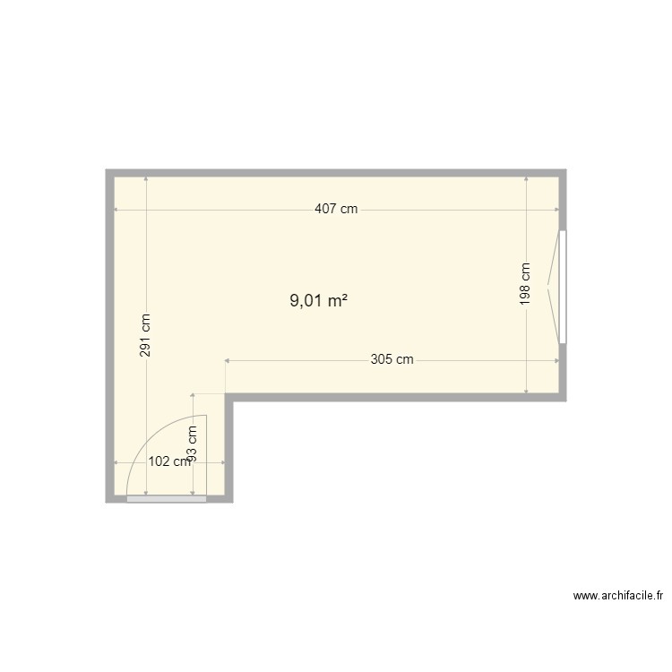 VAHONIN Cuisine. Plan de 1 pièce et 9 m2