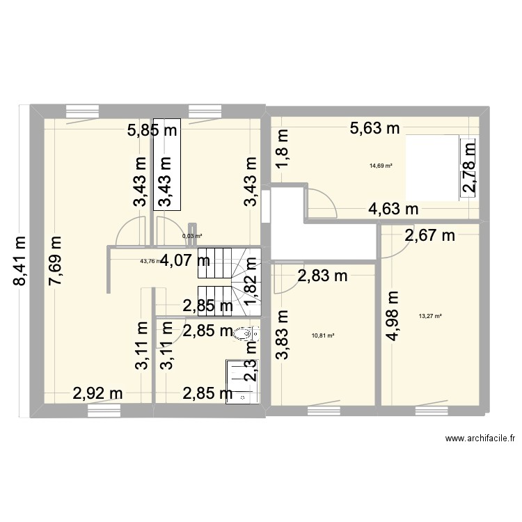 Agrandissement 2. Plan de 5 pièces et 83 m2