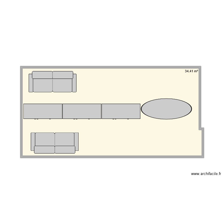Salon Maison des enfants. Plan de 1 pièce et 34 m2