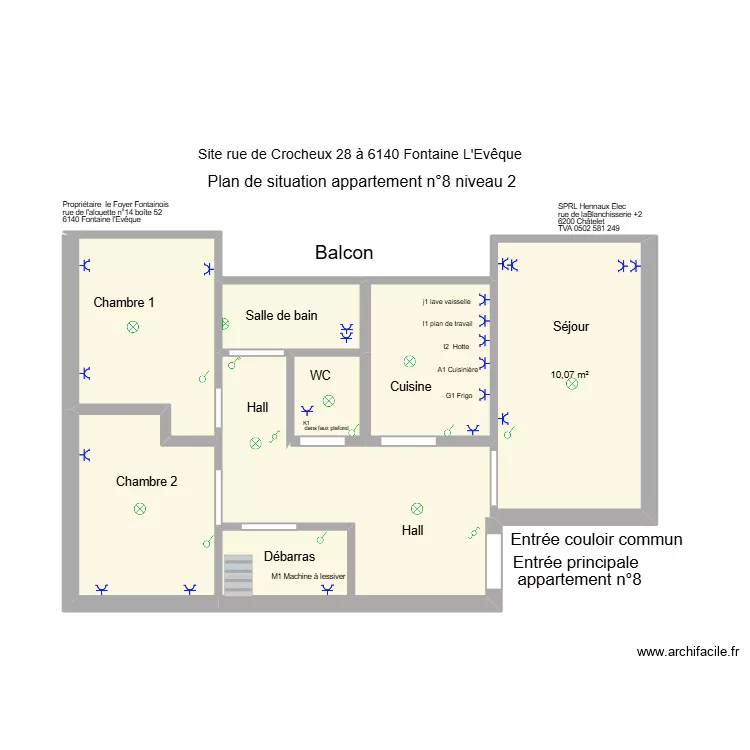 appartement n 8. Plan de 7  et 43 m²