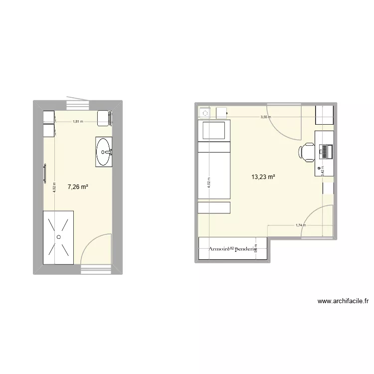 am&eacute;nagement pi&egrave;ces maison. Plan de 7  et 81 m²