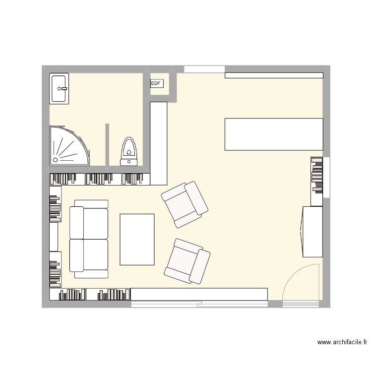 Accueil. Plan de 3 pièces et 29 m2