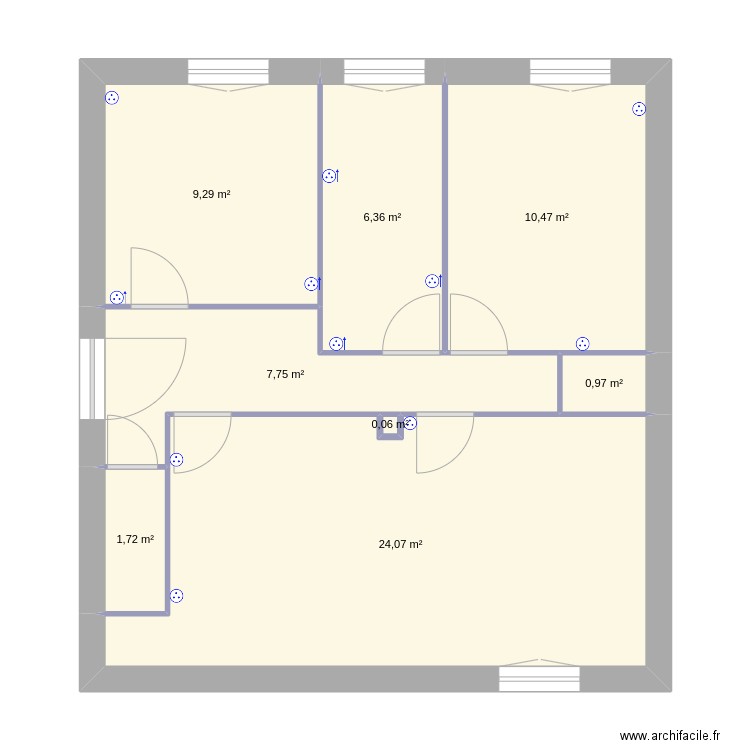 Maison Phenix. Plan de 8 pièces et 61 m2