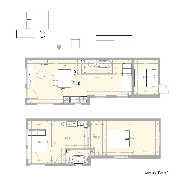 Maison Bleu 4. Plan de 0 pièce et 0 m2