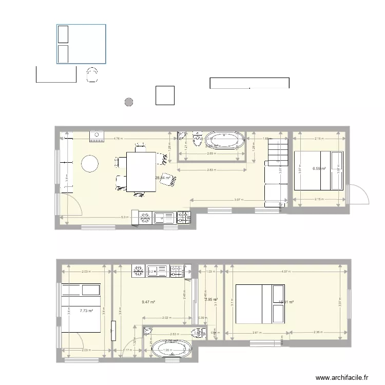 Maison Bleu 4. Plan de 