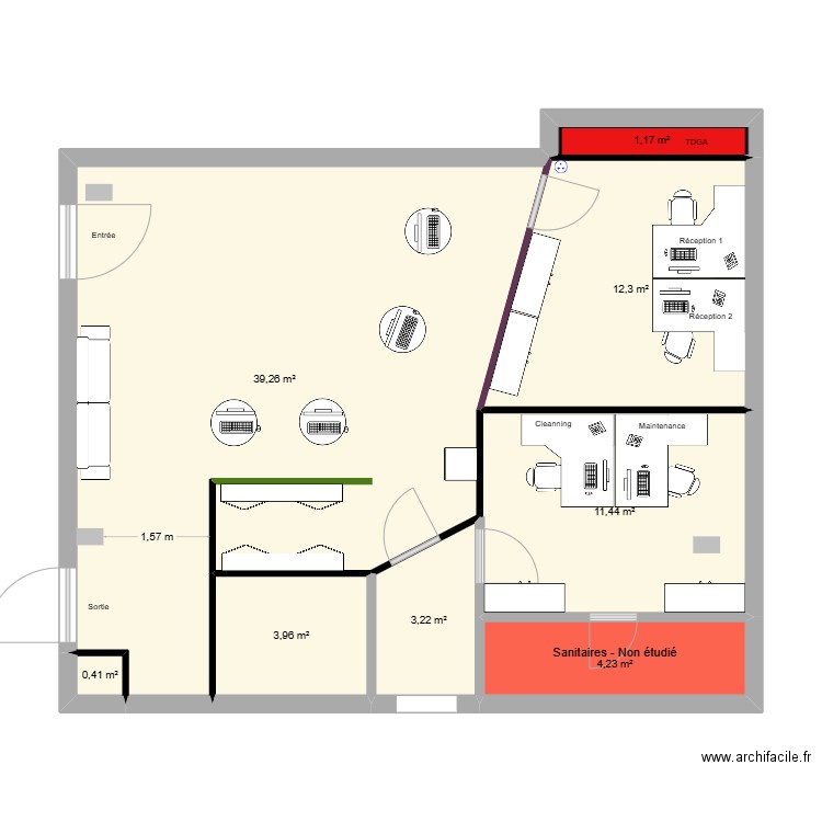 Reception Futur1. Plan de 8 pièces et 76 m2
