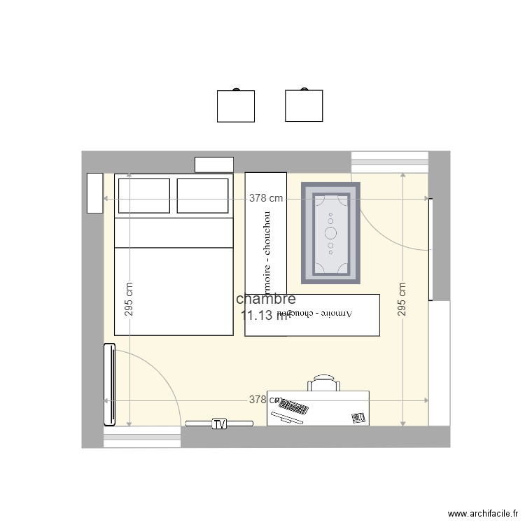 Chambre parents bureau. Plan de 0 pièce et 0 m2