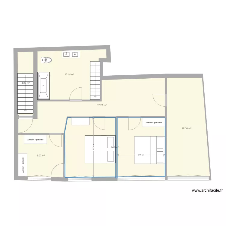 PAULHAGUET 2e &eacute;tage appt ben. Plan de 