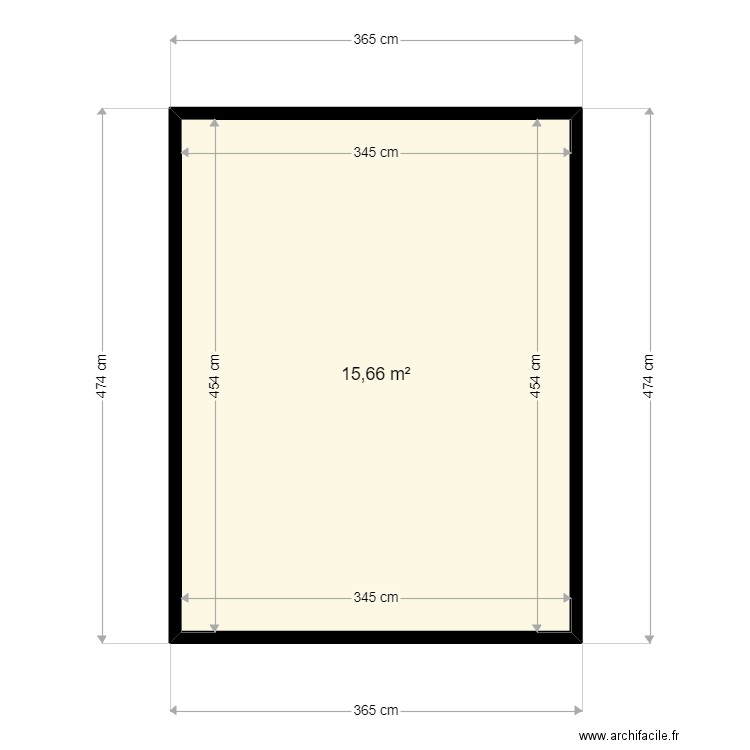 CUISINE VERRERIE. Plan de 1 pièce et 16 m2