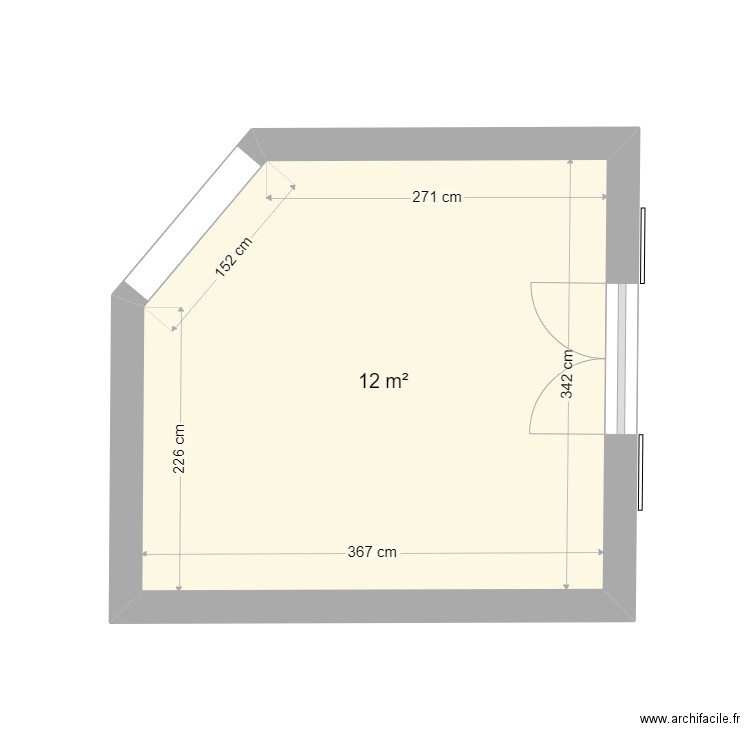 Cuisine. Plan de 1 pièce et 12 m2