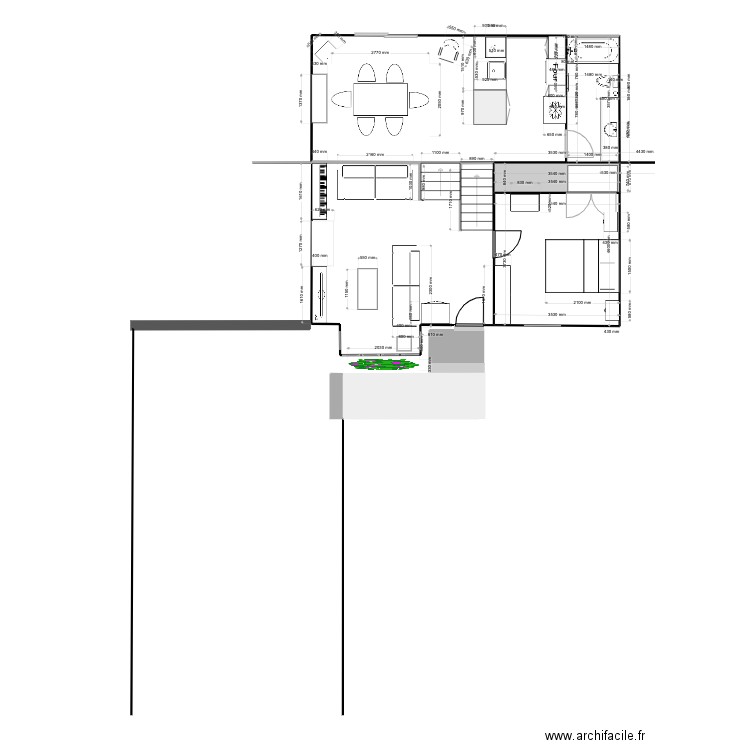 Plan salon . Plan de 2 pièces et 22 m2