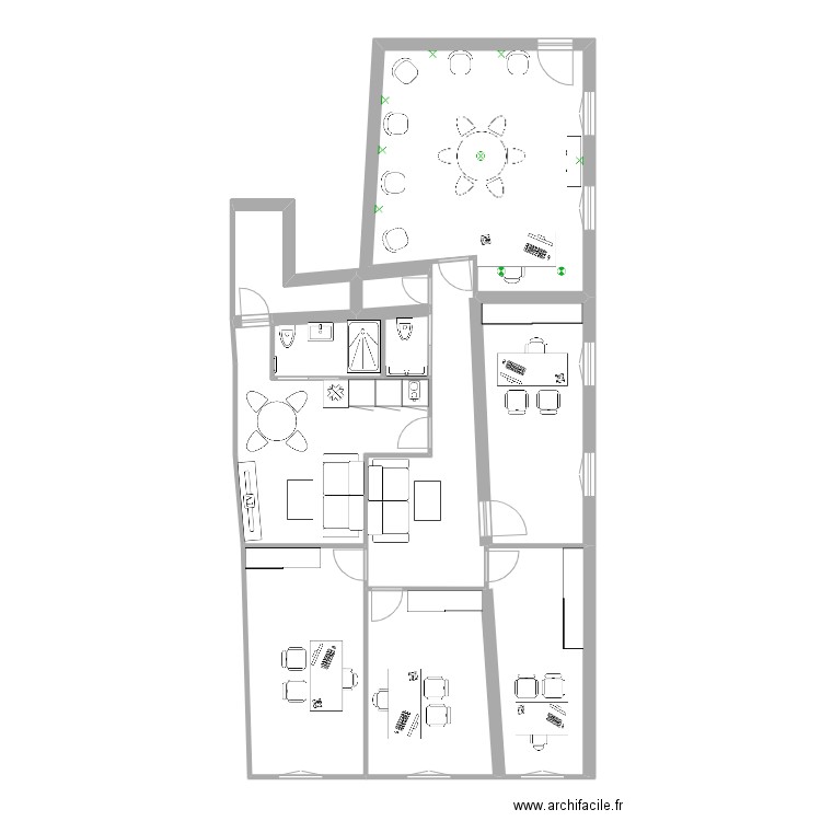 bunico base. Plan de 9 pièces et 94 m2