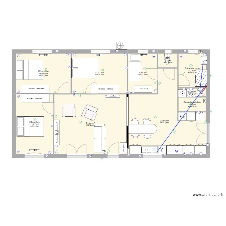 chalet julia. Plan de 10 pièces et 92 m2