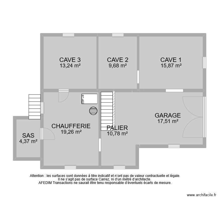 BI 10395 SOUS SOL. Plan de 7 pièces et 91 m2